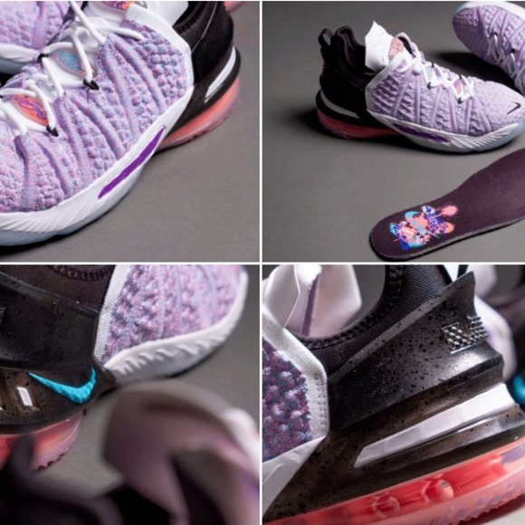 Nike LeBron XVIII 18 GS Basketball Shoes Graffiti Chlorine CW2760-900 Si… - Picture 7 of 12